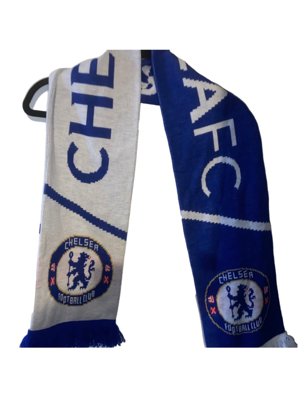 Men's Chelsea Football Club Blue White Knit Scarf